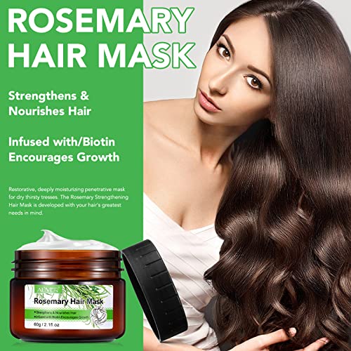 Organics Rosemary Hair Masque, Hair Treatment Mask, Repairs Damage Hair Root, Essential Oil & Biotin Deep Treatment, Deep Conditioner Suitable For Dry & Damaged Hair-60G #TOP1