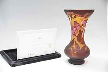 ⭕️人気！エミールガレ　花瓶 カメオ彫り 被せガラス　壺　ガラス工芸 証明書】 エミールガレ 花瓶 カメオ彫り 被せガラス 高さ17cm