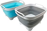 Vista 10 de SAMMART Sartén plegable de 7.5 L (2 galones) con tapón de drenaje, lavabo de lavado plegable, tina portátil para lavar platos, ahorro de espacio