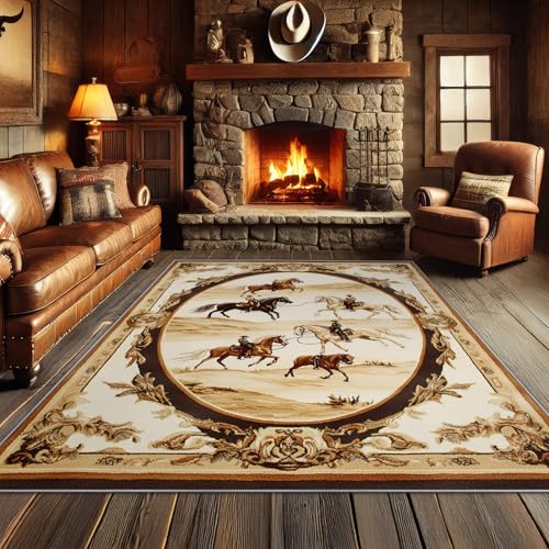 Aquailis Western Horse Rugs for Living Room - 5x7 Rug,