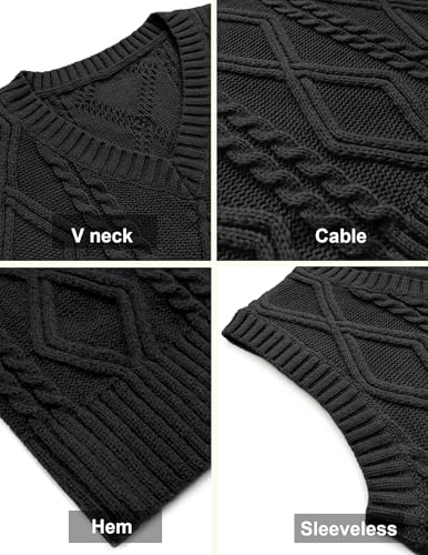 Women's V Neck Knit Sweater Vest Fall Houndstooth Sleeveless Pullover Crop Knitwear Preppy Style Tank Tops 20244