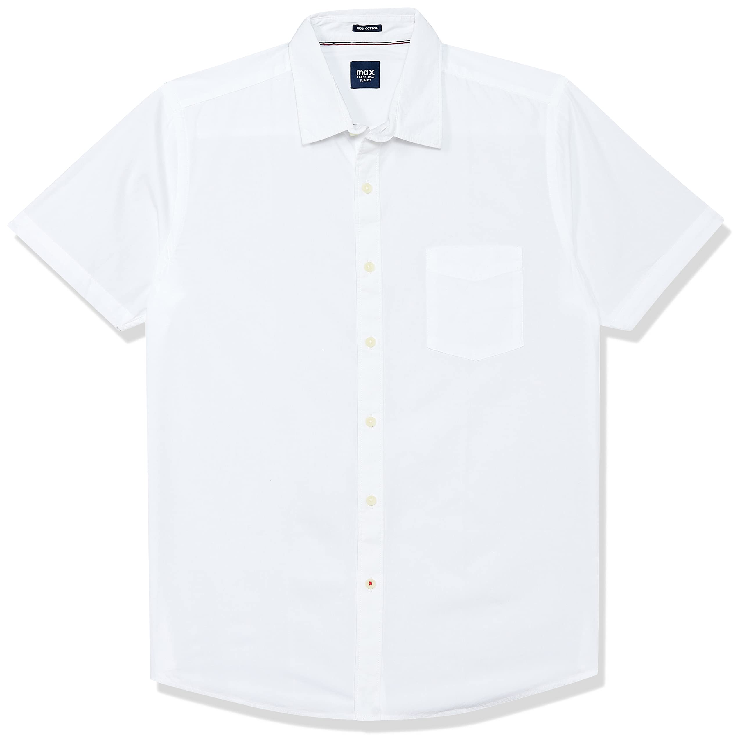 MaxMen Solid Spread Collar Half-Sleeve Regular Fit Casual Shirt