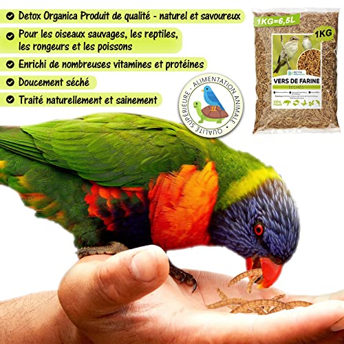 Detox Organica-vers de Farine Séchés - 1kg Correspond à 6500ml, Friandises pour Oiseaux, Poissons, Tortues, Hérissons, Rongeurs et Reptiles – Image 6