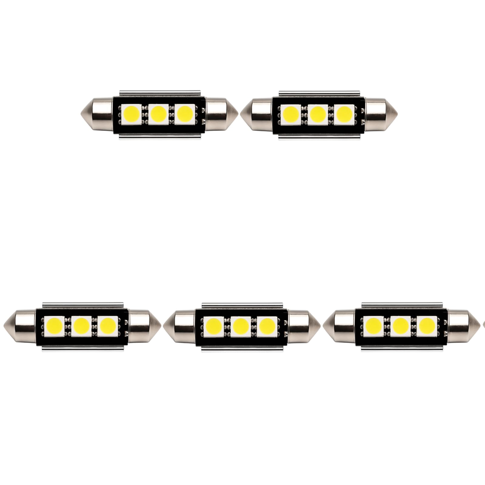 LED 12V Soffitten 39 mm weiß Innenraum Ersatz Beleuchtung warmweiß rot kaltweiß blau gelb grün (gelb, 5 Stück)