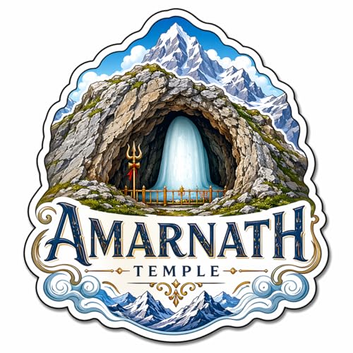 Image of Amarnath Theme Wooden Fridge Magnet Souvenir | 3x3 in Kitchen Home Decor Gift