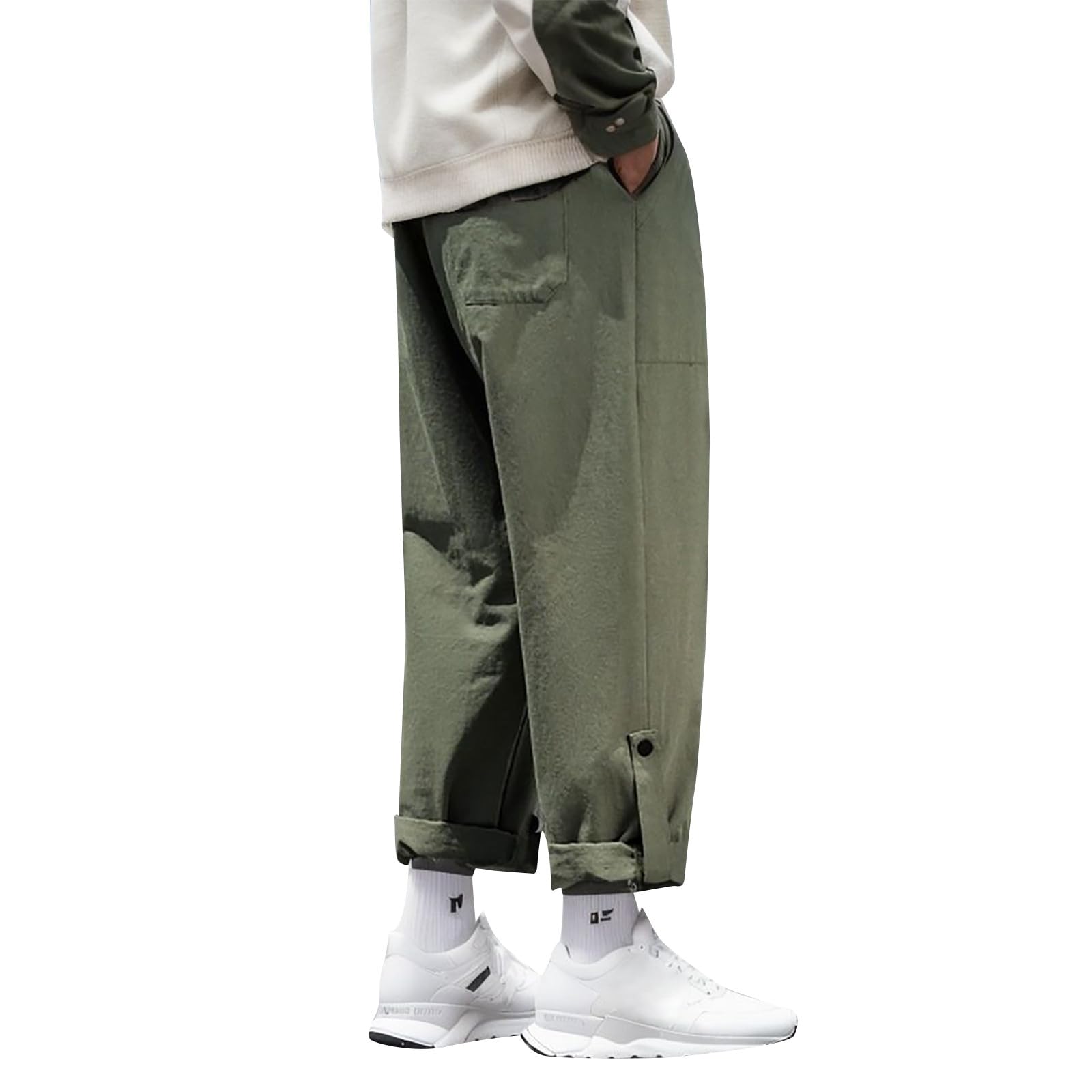 Harembroek voor heren, baggy, lange baggy, joggingbroek met elastiek, losse pasvorm, lichte katoenen broek, stoffen broek, vrijetijdsbroek met trekkoord, comfortabele cargobroek, harembroek, zwart, M