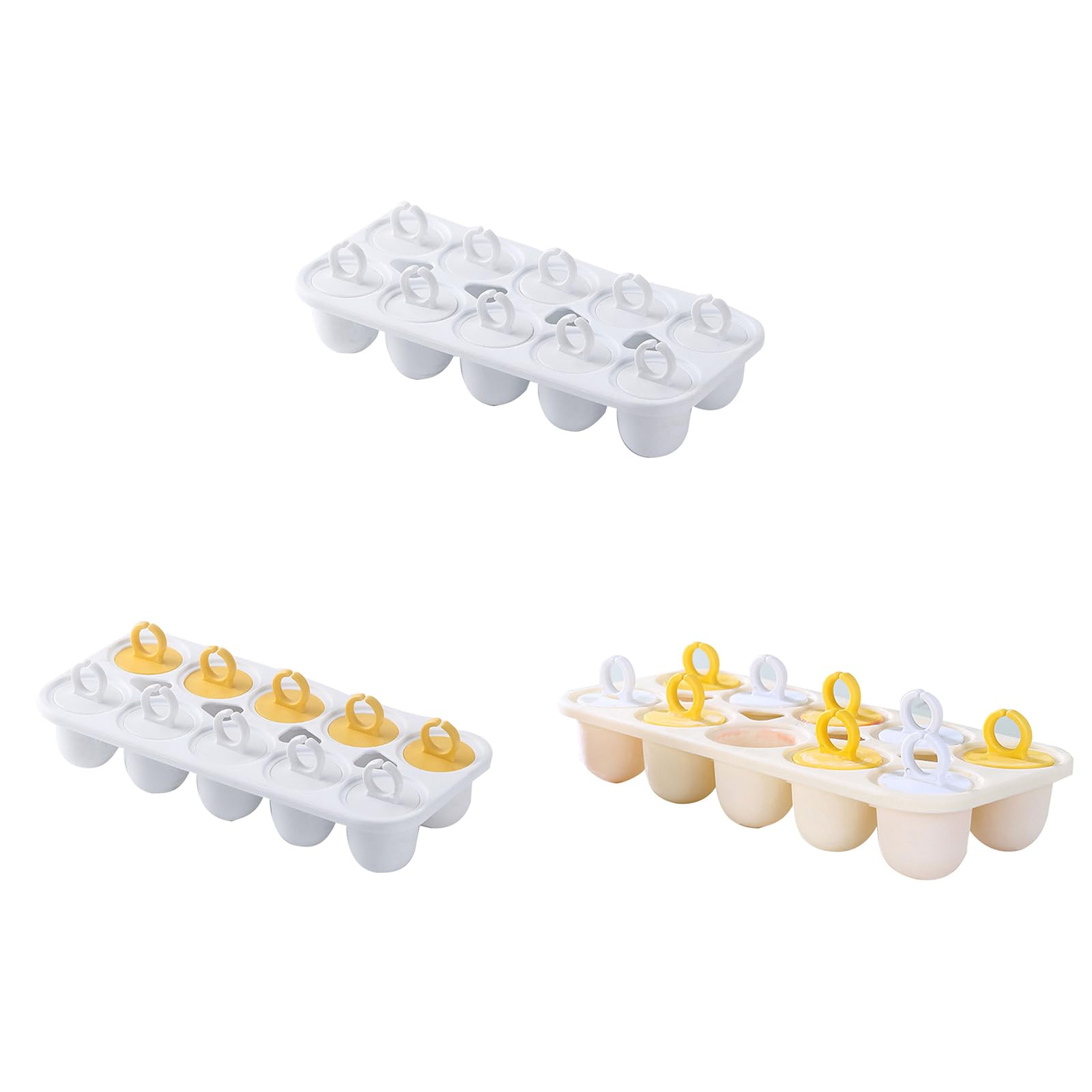 Moldes for helado de 10 cavidades con mango de palito, reutilizables, for paletas de hielo, bandeja antiadherente,Moldes para helados(A)