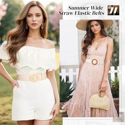 JASGOOD Straw Woven Stretch Belt4