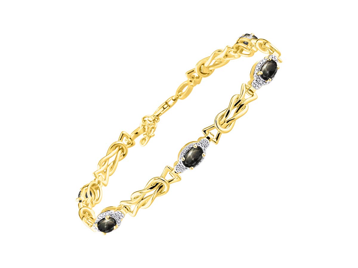 RYLOS Bracelets for Women Yellow Gold Plated Silver Love Knot Tennis Bracelet Gemstone &amp; Diamonds Adjustable to Fit 7"-8" Wrist, 5 Gorgeous 6X4MM Jewelry for Women Friendship Bracelets