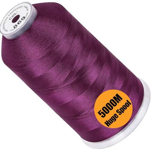 Image of New brothread - Single Huge Spool 5000M Each Polyester Embroidery Machine Thread 40WT for Commercial and Domestic Machines - Royal Purple