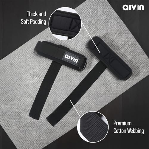 Image of Aivin Ergo Weight Lifting Bar Straps with Wrist Support Wraps, Gym Workout, Bodybuilding, Powerlifting, Strength Training for Men & Women