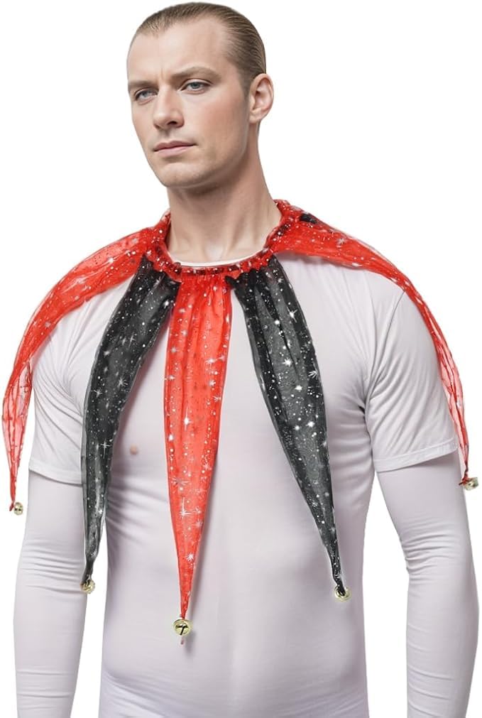 CAMDOM Victorian Mesh Collar Adult Pointed Clown Neck Accessories with Jingle Bell Mardi Gras Costumes — image 1