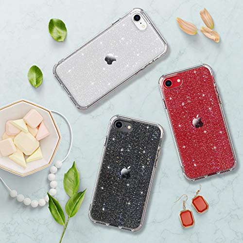 Ulak Compatible With Iphone Se 3 2022 Case, Iphone Se 2020 Case, Clear Glitter Soft Tpu Cover Shockproof Protective Phone Case Compatible With Iphone Se 2Nd 3Rd/Iphone 7/Iphone 8 4.7 Inch Clear #TOP6