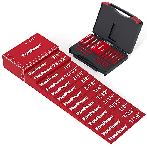 FivePears 15 PCS Gauge Setup Blocks Woodworking Set, Aluminum Precision Measuring Setup Bars for Table Saw Alignment Gauge, Laser Engraved Size Markings Gauge Set Up Blocks for Router Bit Height Gauge