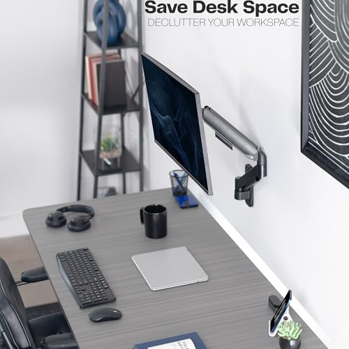 Image of VIVO Single Monitor Counterbalance Wall Mount for 32 inch Screens up to 19.8 lbs, Full Motion, Max VESA 100x100, Black, MOUNT-V001G
