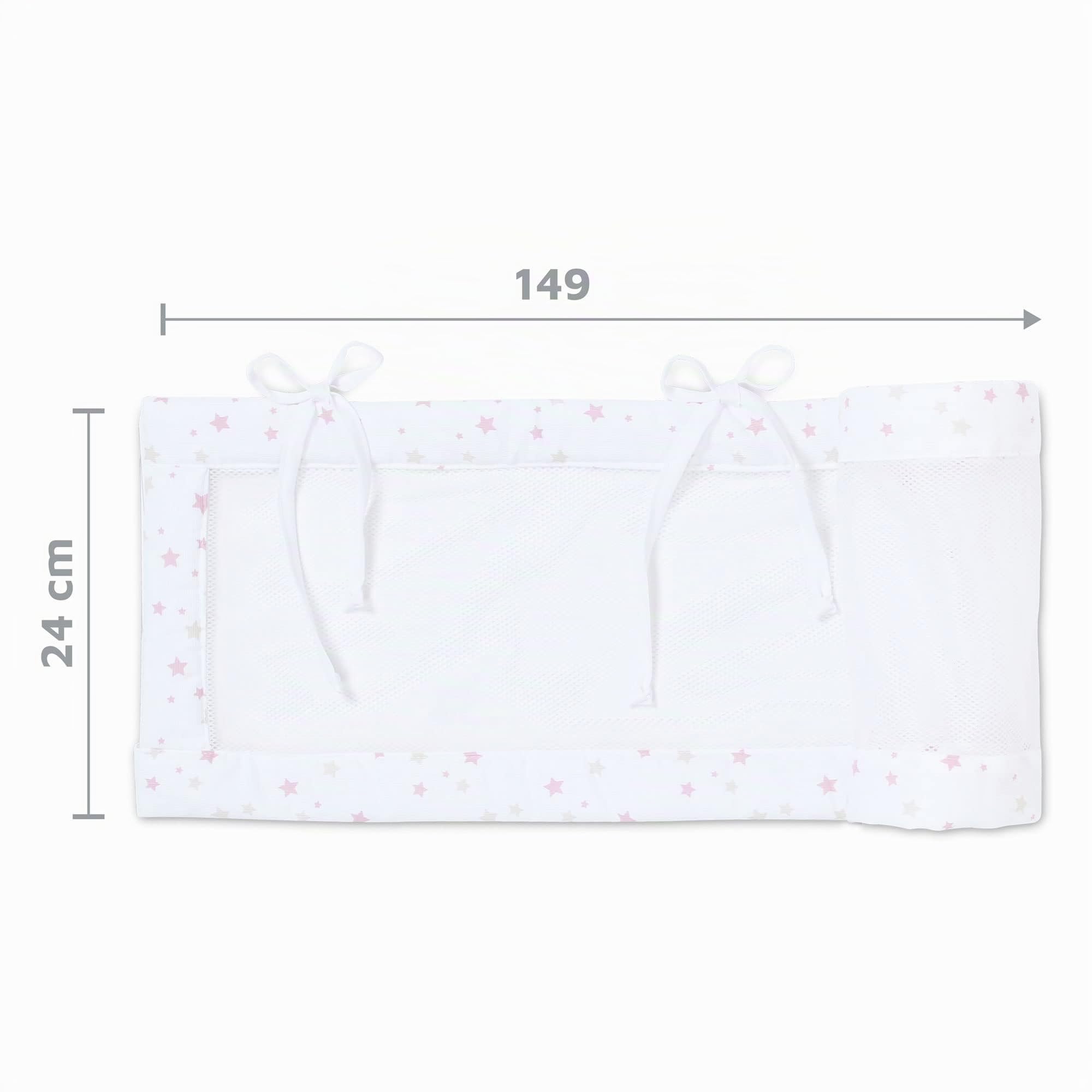 babybay Tour de Lit en Maille-Piqué Convient pour Modèle Original Blanc avec Mélange d'Étoiles Sable/Framboise 1 Unité