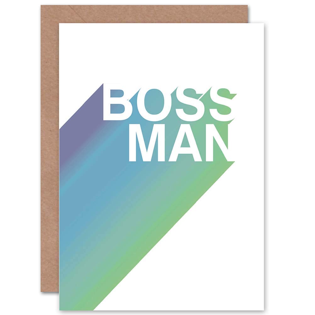 Wee Blue Coo Motivational Quote Boss Man Strong Blank Greeting Card