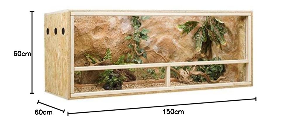 Terrario in OSB, terrario in legno 150 x 60 x 60 cm con ventilazione laterale