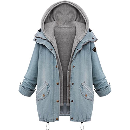 Abrigo Parka para Mujer,Abrigo de Mujer con Capucha Chaqueta Vaquera Abrigo Parka (M, Azul)