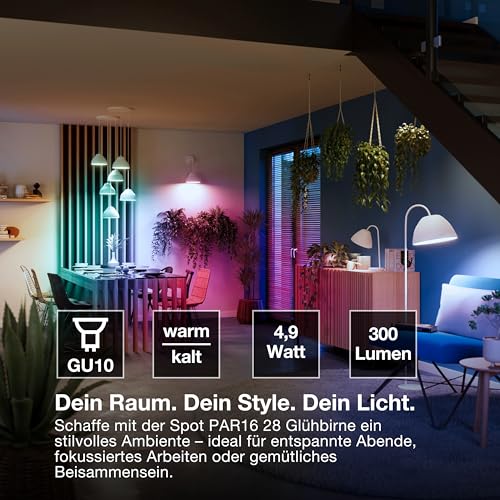 LEDVANCE Smart+ Reflektorlampe mit ZigBee Technologie, 4,9W, PAR16, Lichtfarbe RGBW einstellbar, Sockel GU10, 1er Pack