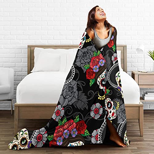 Gbuzozie Fleece Blanket Sugar Skulls Day Of The Dead Lightweight Ultra-Soft Micro Throw Blanket For Sofa Couch Bed Camping Travel thumb #3