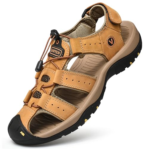 Unitysow Sandalias Hombre Verano Sandalia de Senderismo Deportivas Sandals Casual Ligero Sandals de Playa 39 46,Amarillo,43