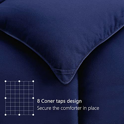 Image of TEXARTIST Premium 2100 Series King Comforter All Season Breathable Navy Blue Comforter Soft 4D Spiral Fiber Quilted Down Alternative Duvet Insert with Corner Tabs Luxury Hotel Style (90 inchx102 inch)