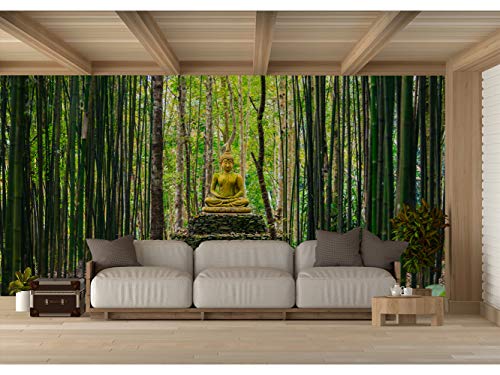 Oedim Fotomural Vinilo para Pared Buda en Bosque de Bambú | Fotomural para Paredes | Mural | Vinilo Decorativo | Varias Medidas 200 x 150 cm | Decoración comedores, Salones, Habitaciones...