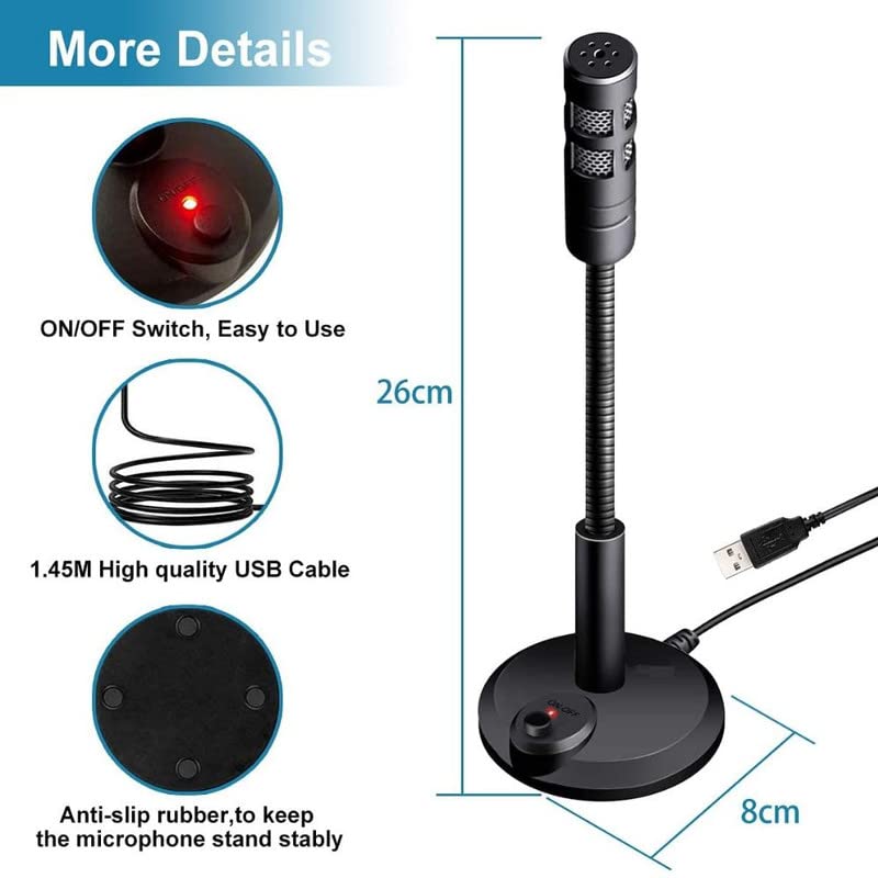 Image of Exxelo Plug & Play Condenser Mic for Computer, PC, Laptop, Mac, and PS4 - Ideal for Recording, Dictation, YouTube, and Gaming with 360 Adjustable Gooseneck Design