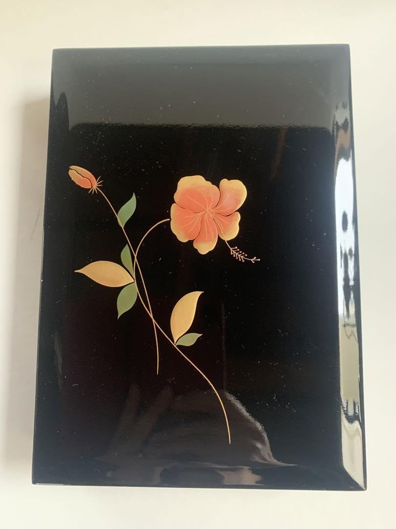 Amazon.co.jp: 漆塗 木製 会津の里 文箱 花模様 ハイビスカス