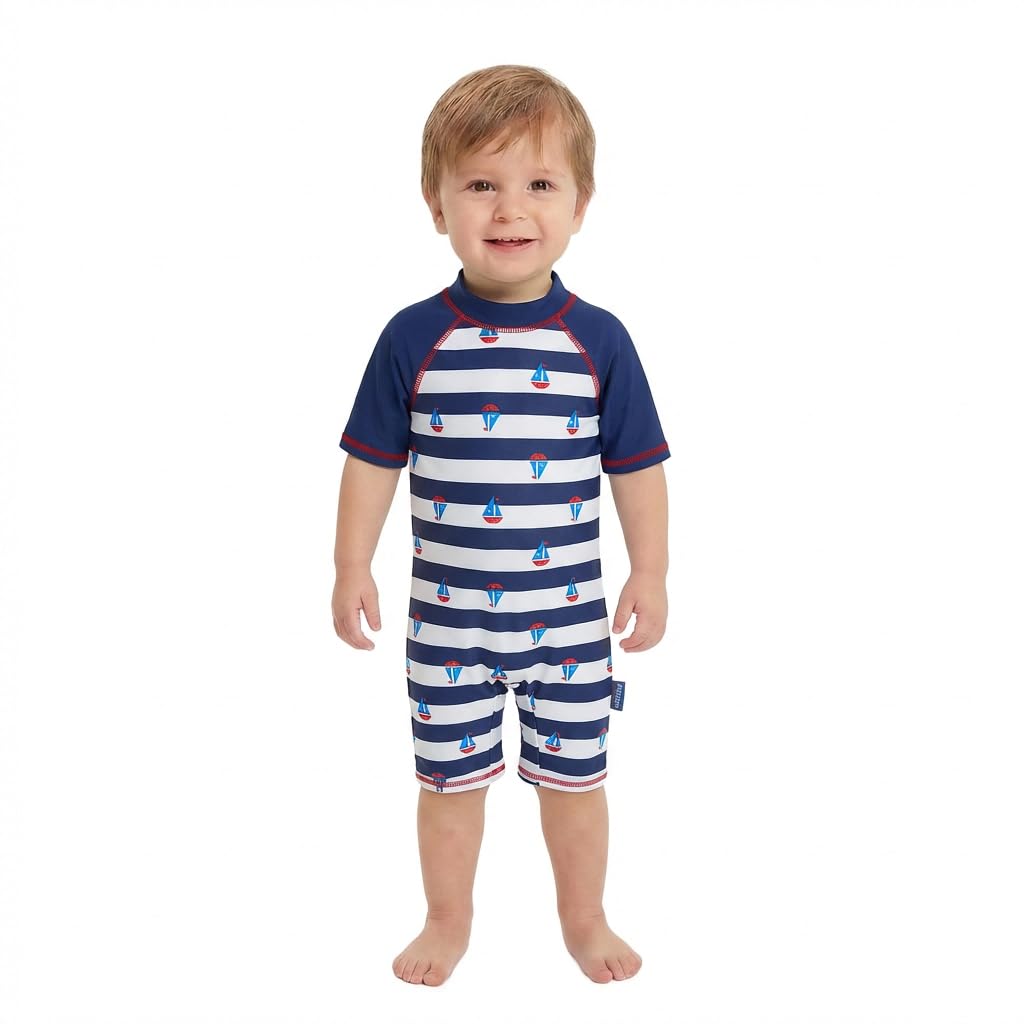 BONVERANO Maillot de Bain bébé garçon Une pièce vêtements à Manches Longues Protection UV 50+ Maillots de Bain avec Une Fermeture éclair