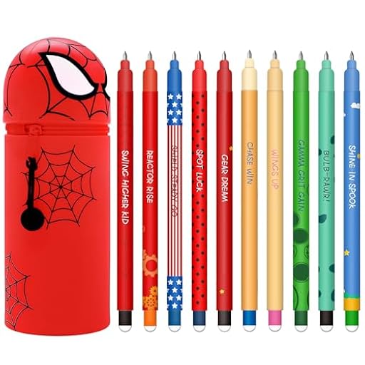 Juego de bolígrafos de gel borrables + Estuche Escolar de Silicona Blanda 2 en 1 con tinta de borrado termosensible, de tinta punta de 0,7 mm (Animales cartoon + set 10 de bolígrafos borrables) | Ya disponible en tu tienda friki favorita! En mundofriki.es!