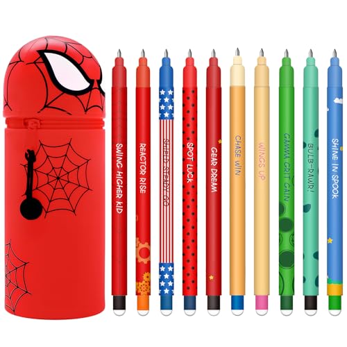 Juego de bolígrafos de gel borrables + Estuche Escolar de