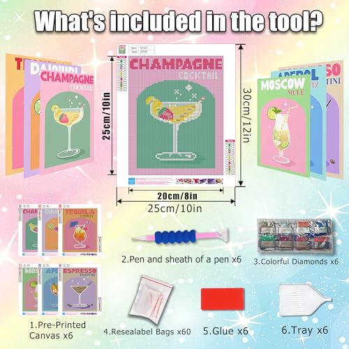 Peinture diamant cocktail 5D kit complet broderie strass adultes 20 x 30 cm - 3