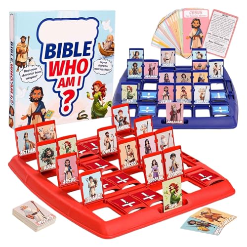 Quién Soy Yo Juego: Juego De Mesa para Niños, Jueg o Bíblico adivina Quién,Partido Educativo Interactivo Clásico De 24 Personajes con Historias De Vida Y Tarjetas De Poemas, para Escuelas, Familias