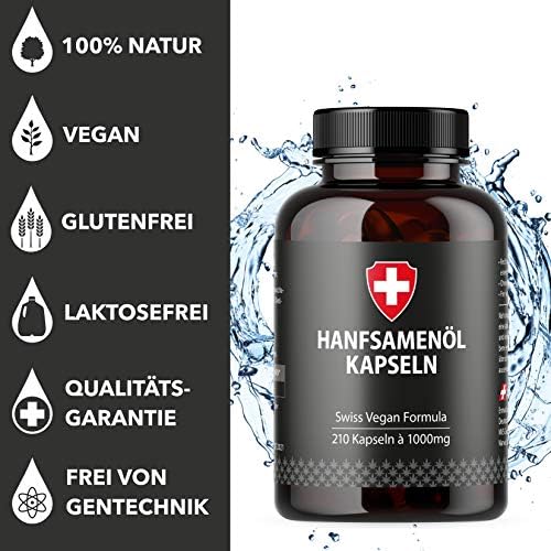 Aktive Swiss Hanföl Softgel-Kapseln | Hochdosiert mit 1000mg Hanfsamenöl pro Kapsel | Für Erwachsene | Zutrittskapseln z