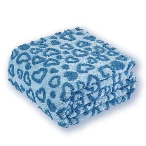 PLEVONITH Blue Heart Blanket for Living Room - Cozy Blanket for Women, Small Blanket 50x60 Inches by PLEVONITH - Used condition - US$13.10