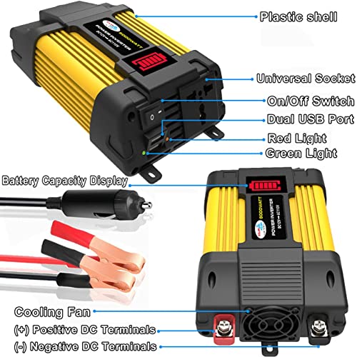 Veículos Power Inverter - Power Inverter Proteções seguras Inversor RV com saída CA, portas USB - To
