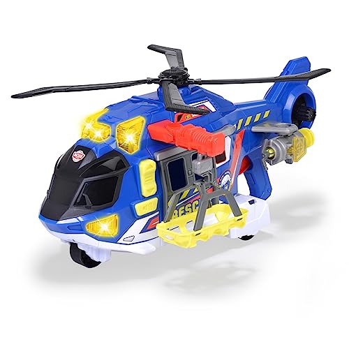 Dickie Toys - Spielzeug-Helikopter für Kinder ab 3 Jahre, groß (39 cm) - Rettungs-Hubschrauber mit Seilwinde, Zubehör, Licht & Sound (inkl. Batterien)