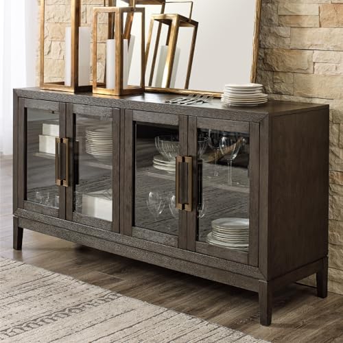 Image of Signature Design by Ashley Burkhaus 1-Piece Buffet Cabinet, Dark Brown