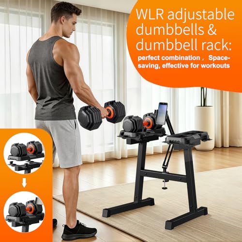 2026 NEW Adjustable Dumbbell Stand, Weight Rack with Phone Holder, 220LBS Capacity Alloy Steel, Easy Storage, Heavy Duty Dumbbell Rack for Home Gym（No Dumbbell, Rack Only） - image 6
