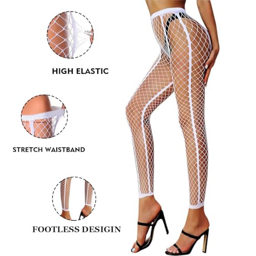 CanB Women High Waist Tights Footless Fishnet Stockings Sexy High Pantyhose for Women and Girls4