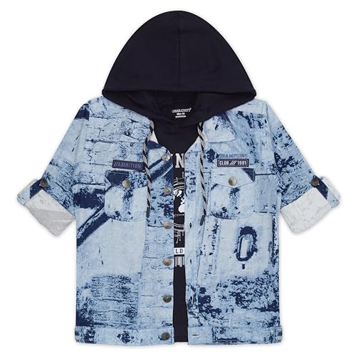 Image of CAVIO Boys Printed Casual Jacket With Hooded T-Shirt