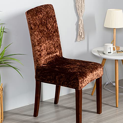 Housse de chaises lavable et extensible KnSam en velours café