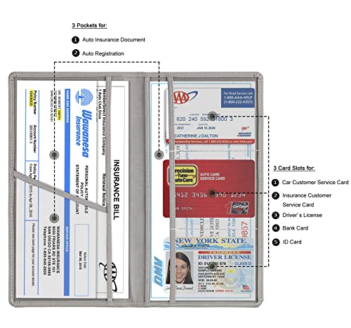 Image of TOURSUIT Car Registration & Insurance Card Holder, Grey