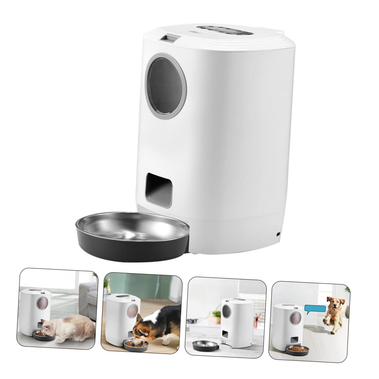 Mipcase 1pezzi Mangiatoia Automatica Per Animali Domestici Contenitore Per Cibo Per Gatti e Cani Alimentatore Intelligente Design Finestra Capacità Per Cibo Secco