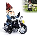 Spetsbst Gartenzwerg Motorrad Zwerge 13,3 x 13 cm Wasserdicht Gartenzwerge Statue Sonnenschutz...