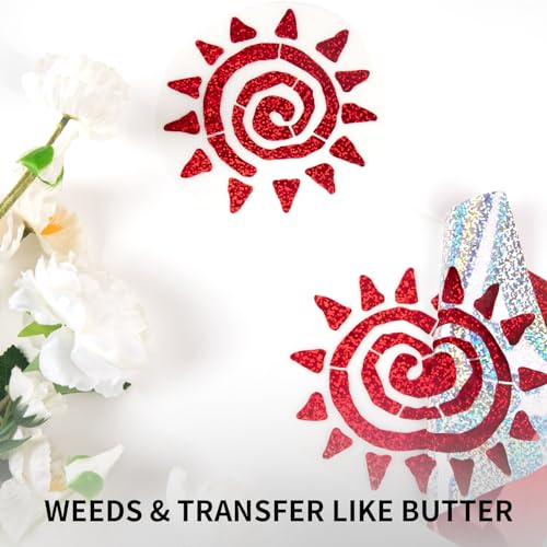 Image of HTVRONT Holographic Glitter Permanent Vinyl, 12 inch x 10ft Sparkle Silver Permanent Adhesive Vinyl, Easy to Weed & Transfer Glitter Roll Compatible with Cricut Cutting Machine, Crafts, Silhouette, Decal