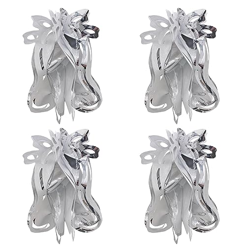 Foil Ceiling Decorations Silver/White Christmas 2 Tone - Set 4 30cm Bells Christmas Decorations, Rose Gold