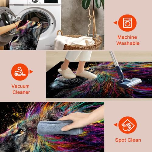 Tapis lavable en machine antidérapant grand format violet motif abstrait - 7